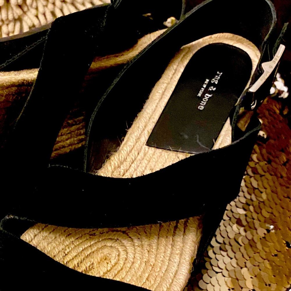 Black suade wedges